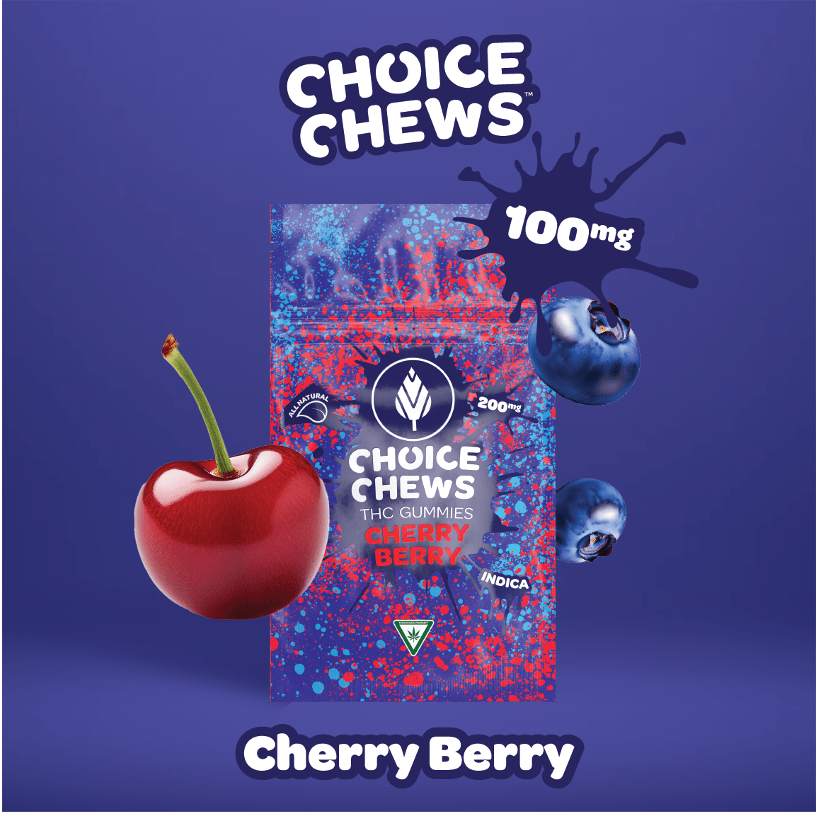 Choice Chews - Cherry Berry Gummies (Indica) - 100mg