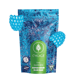 Choice Chews - Super Sour Blue Raz Gummies (Indica) - 100mg