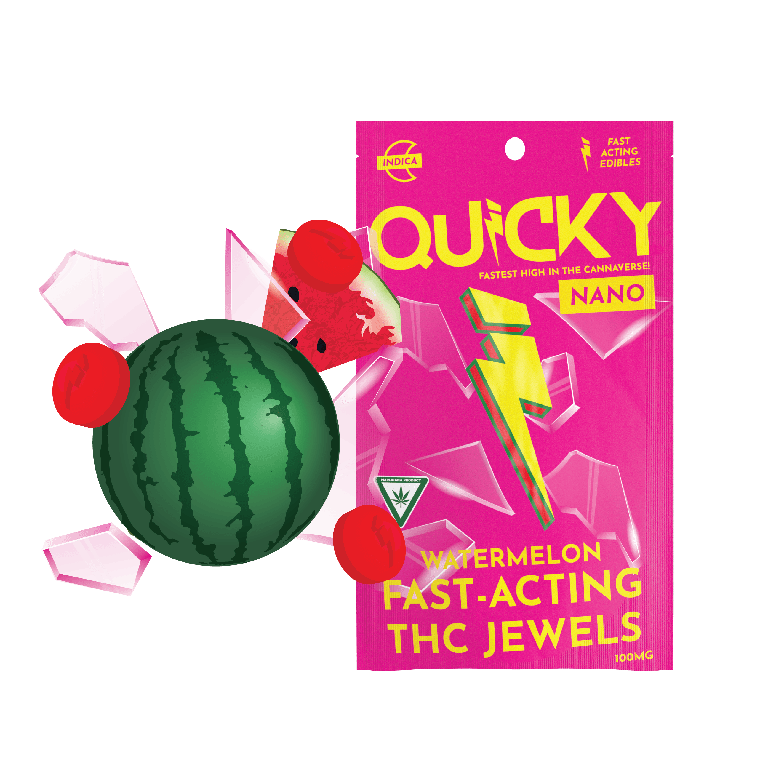 Quicky Hard Candy Watermelon (Indica) 100mg Quicky Edibles