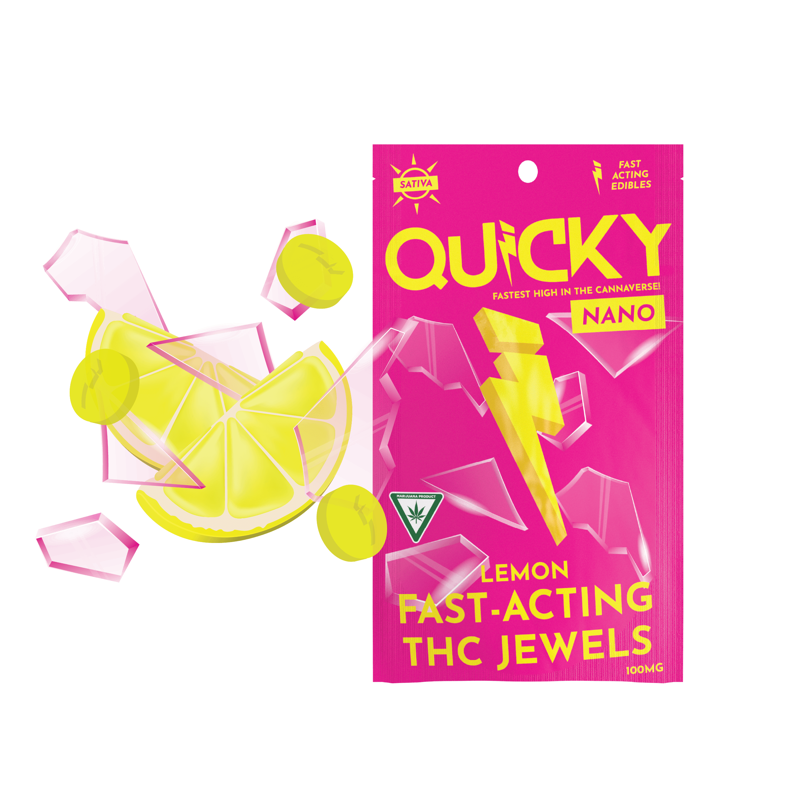 Quicky Hard Candy - Lemon (Sativa) - 100mg by Quicky Edibles
