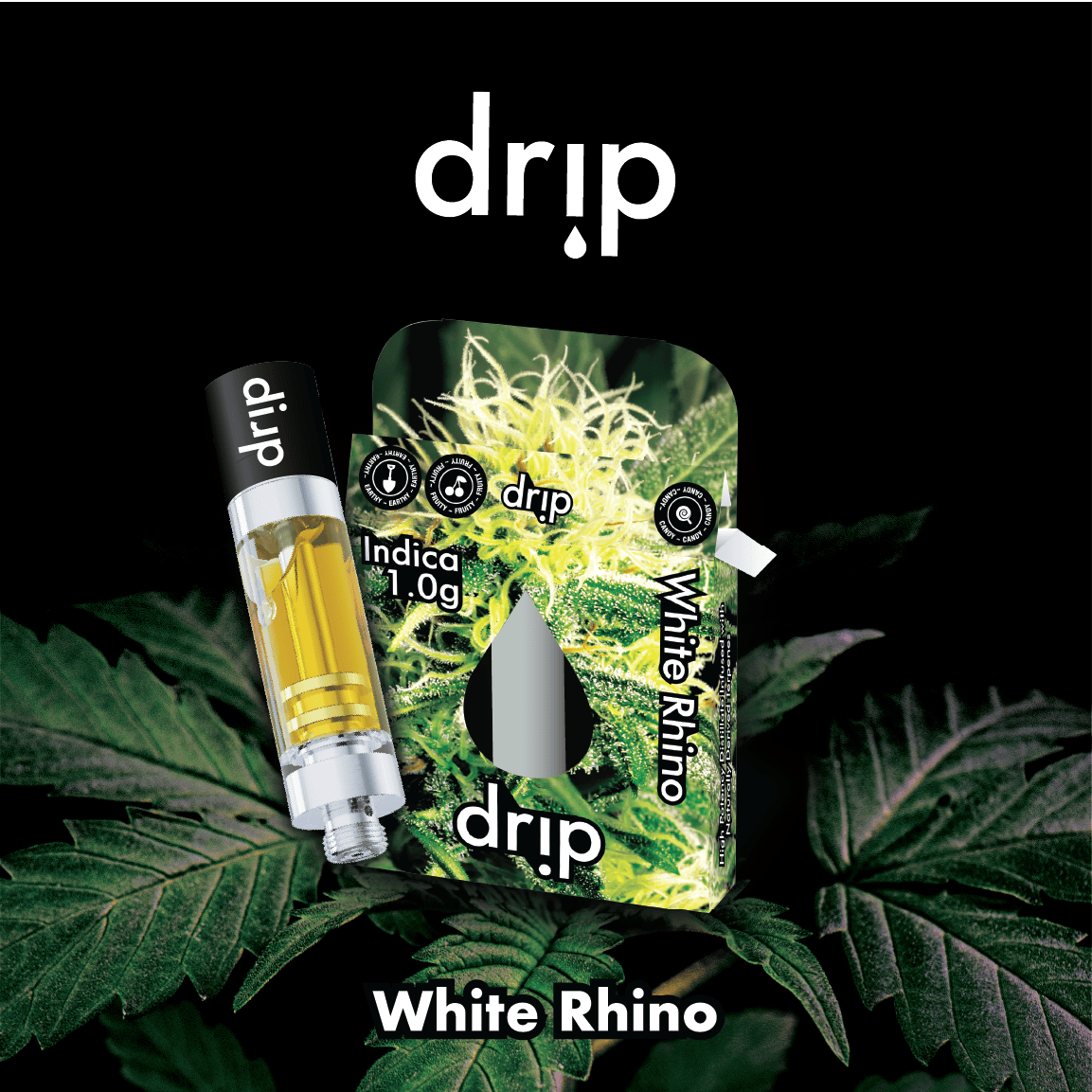 Drip 1g Cartridge - White Rhino (Indica) by Drip Vapes