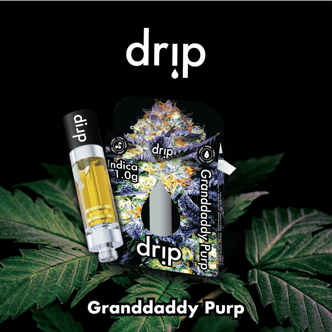 Drip 1g Cartridge - Granddaddy Purple (Indica) - Drip Vapes