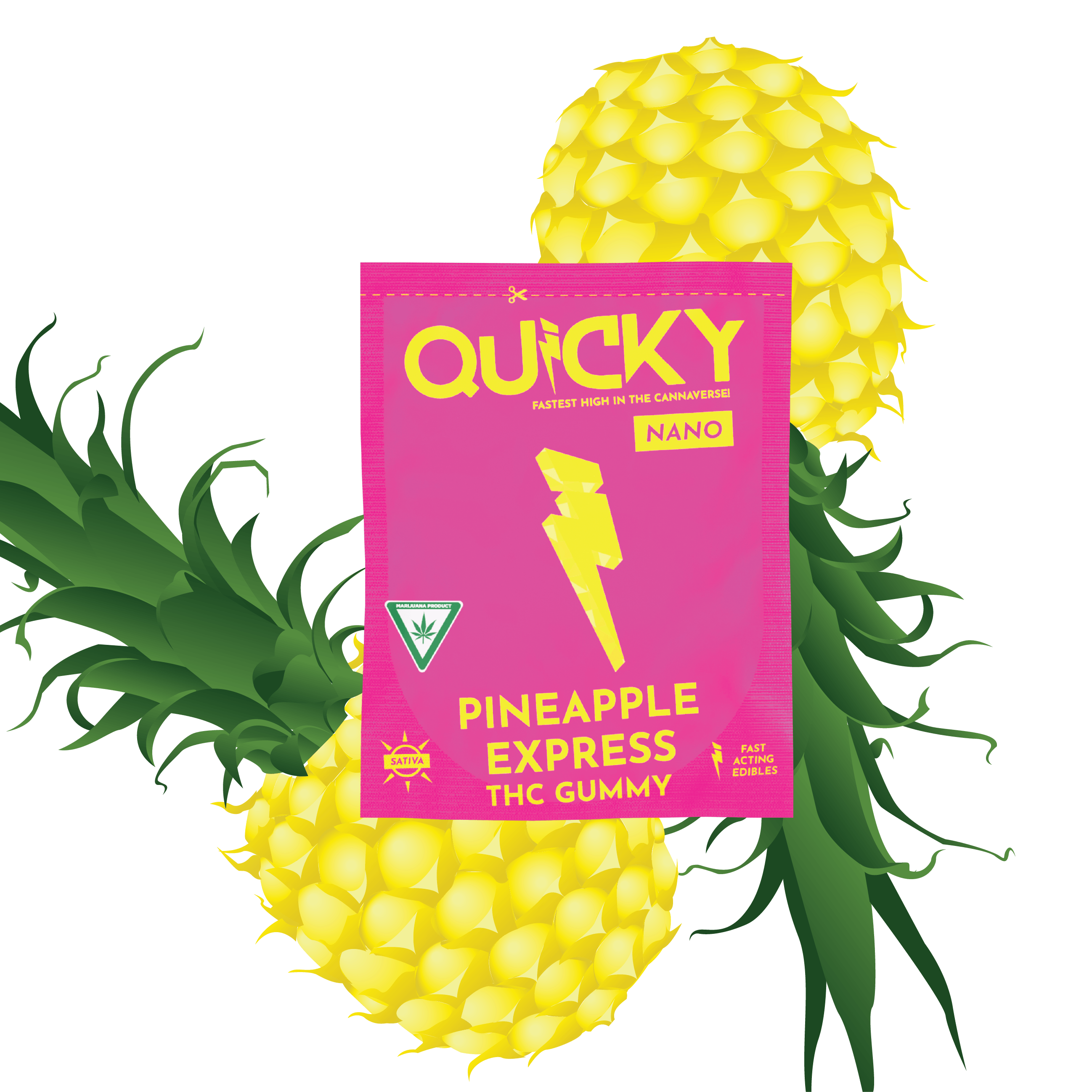 Quicky Gummy Pineapple Express (Sativa) Single Serve 10mg