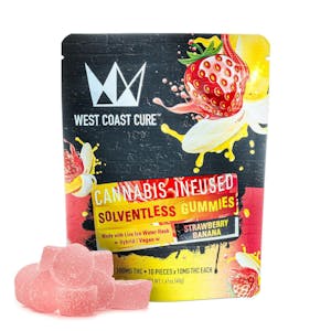 WEST COAST CURE - Strawberry Banana Flavored Solventless hash Gummies - 10x 10mg/gummy