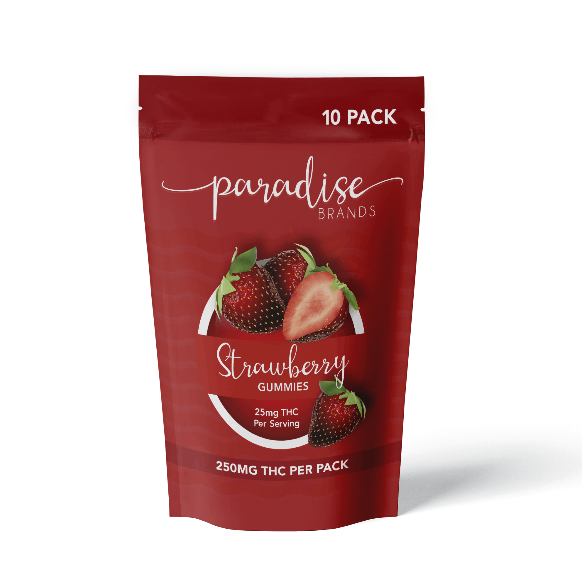 10 Pack Gummies Strawberry 250mg Paradise Brands