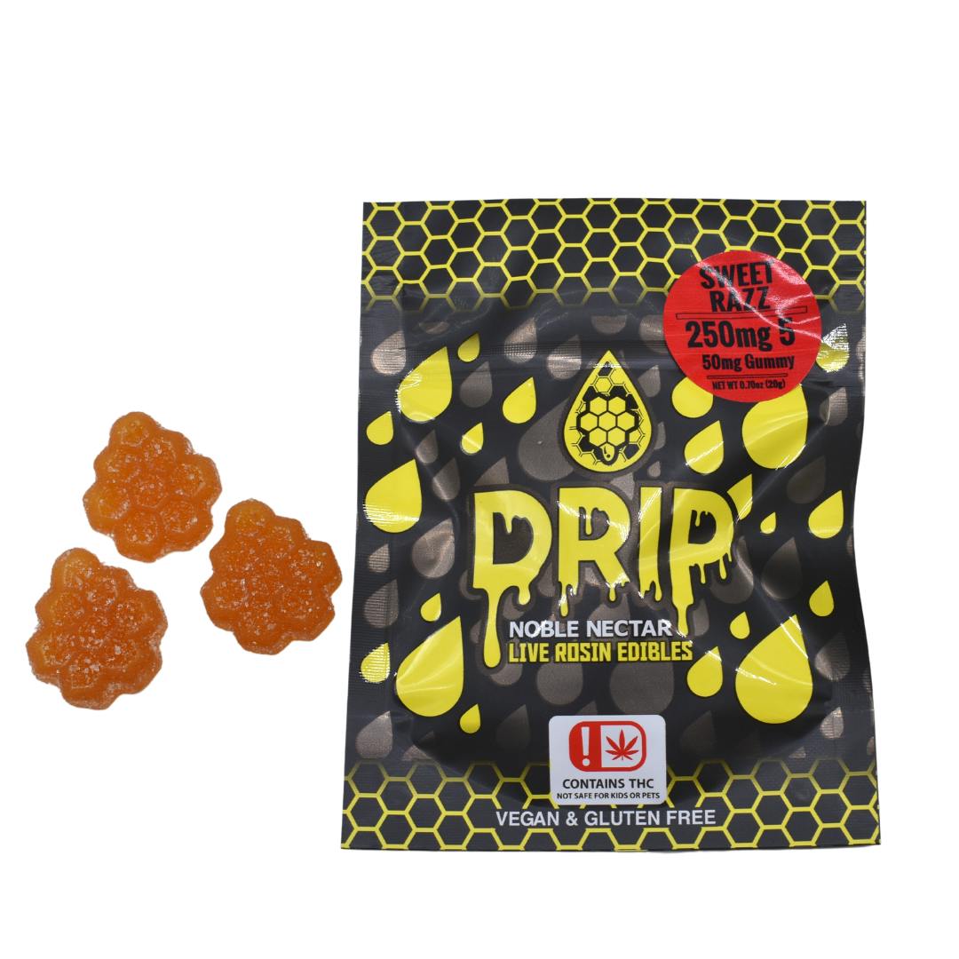 Sweet Raspberry 250mg Hash Rosin Gummies (5 pcs of 50mg)