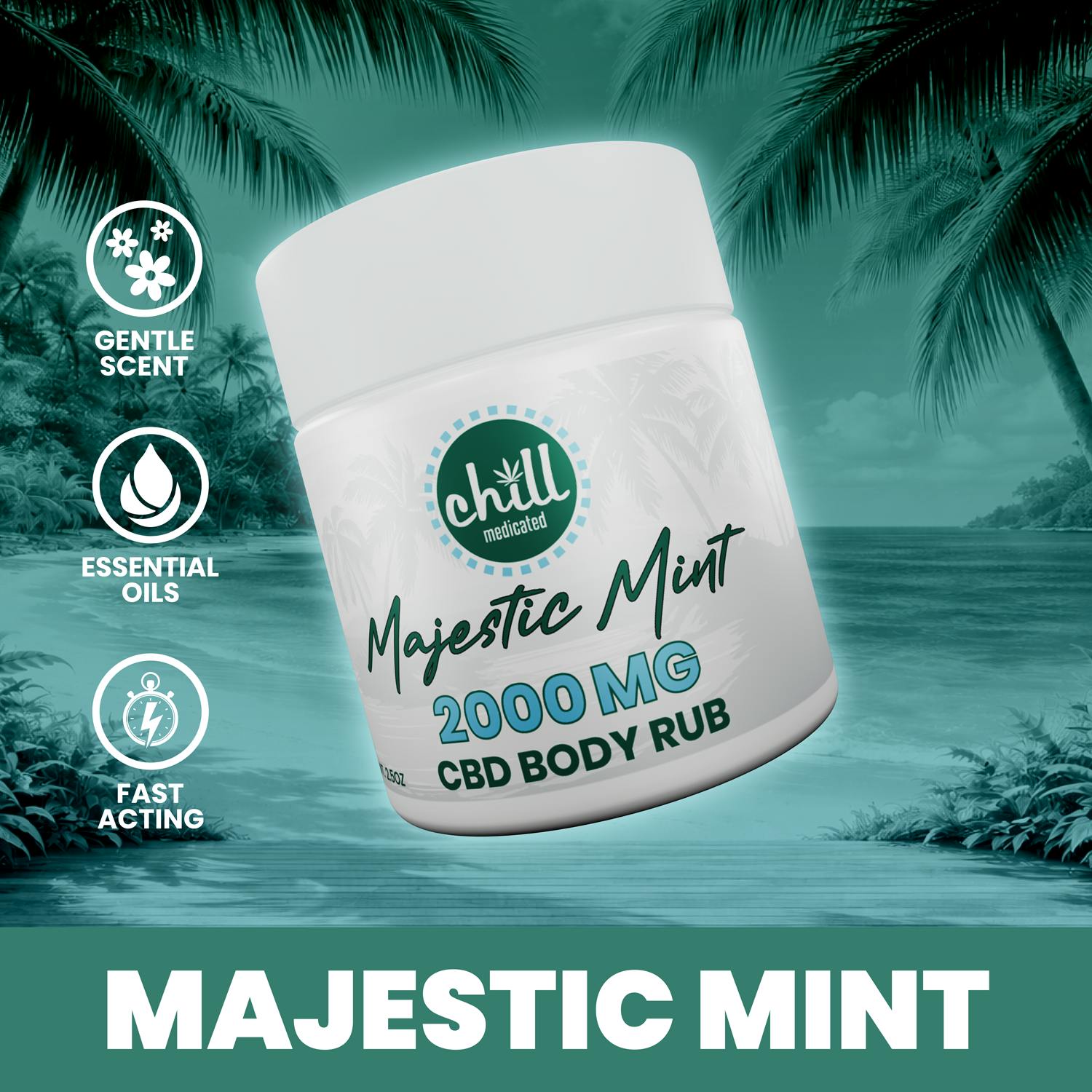 2000mg CBD | Majestic Mint Body Rub | REC by Chill Medicated