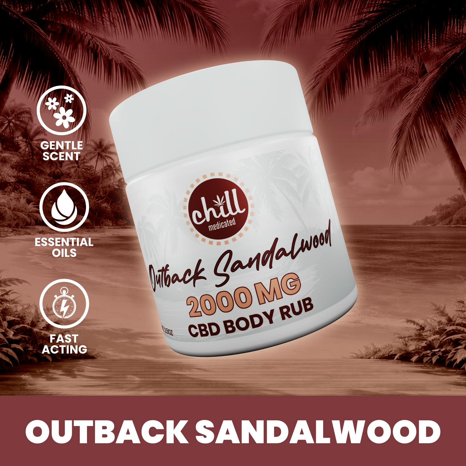 2000mg CBD | Outback Sandalwood Body Rub | REC