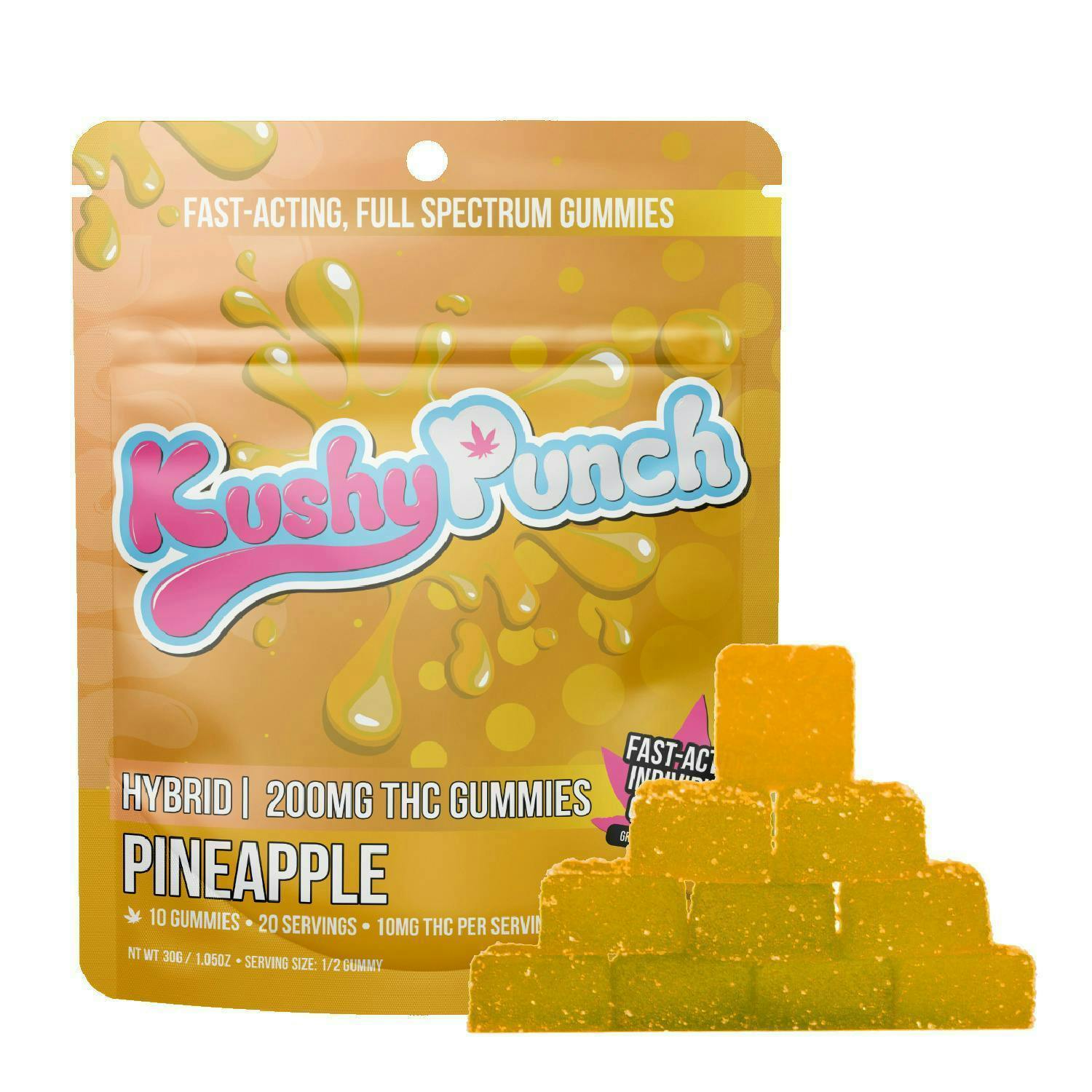 Pineapple Individual Gummies | 200mg | 10ct | 20mg/ea