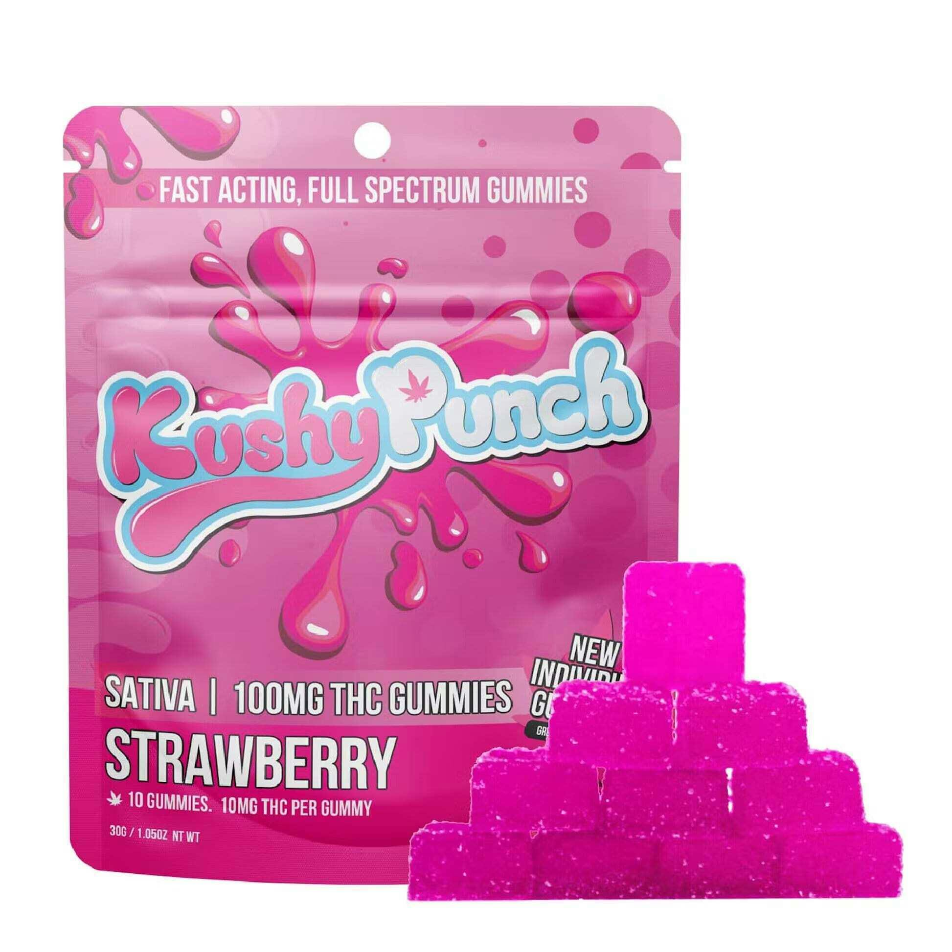 Kushy Punch — Sativa Strawberry INDIVIDUAL GUMMIES 200MG