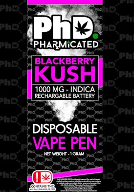 PhD Disposable D9 Vape Cart- 1000 mg - Blackberry Kush (I)