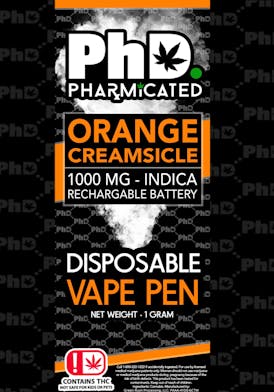 PhD Disposable D9 Vape Cart- 1000 mg - Georgia Peach (I)