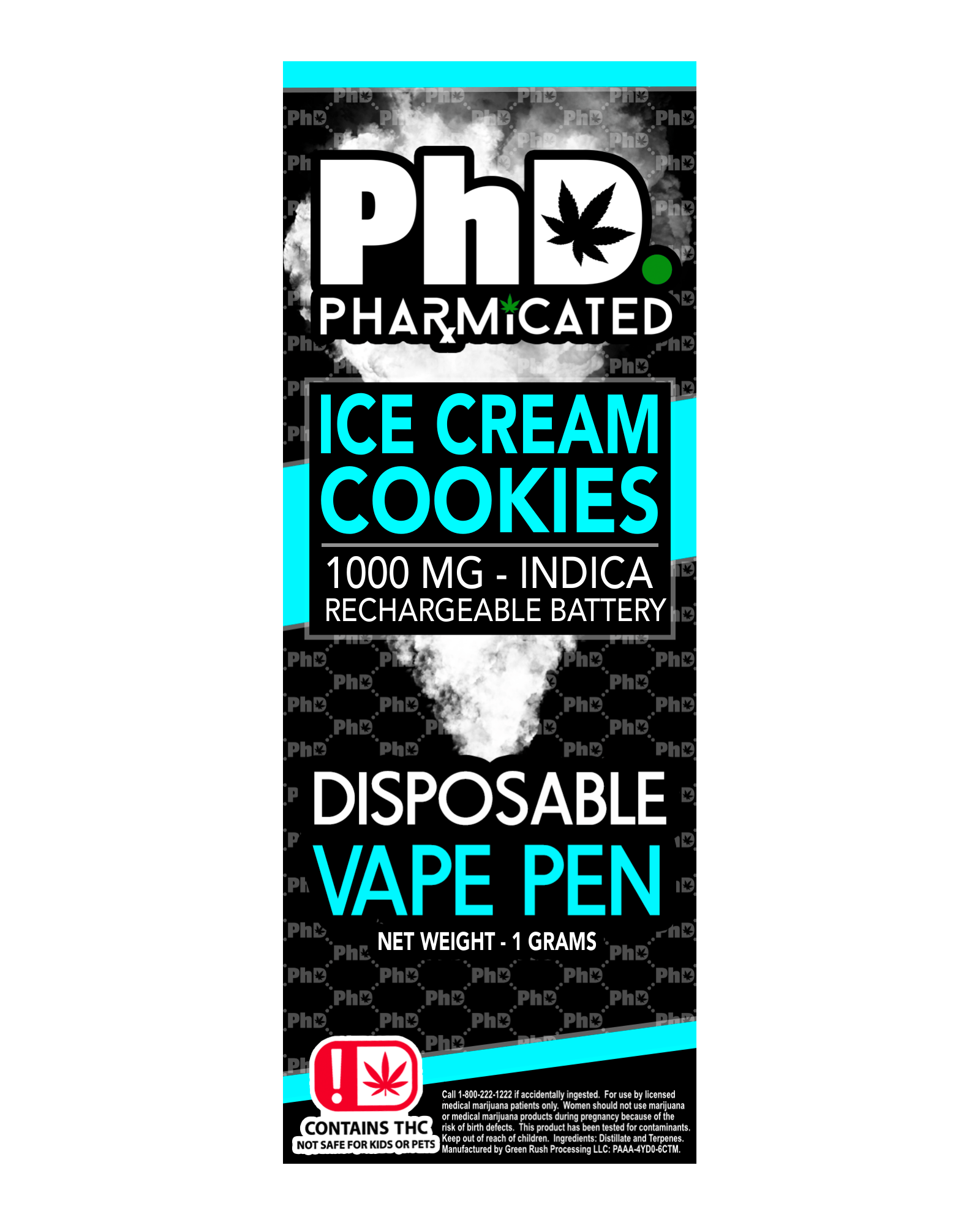 PhD Disposable Vape Cart- 1000 mg - Ice Cream Cookies (I