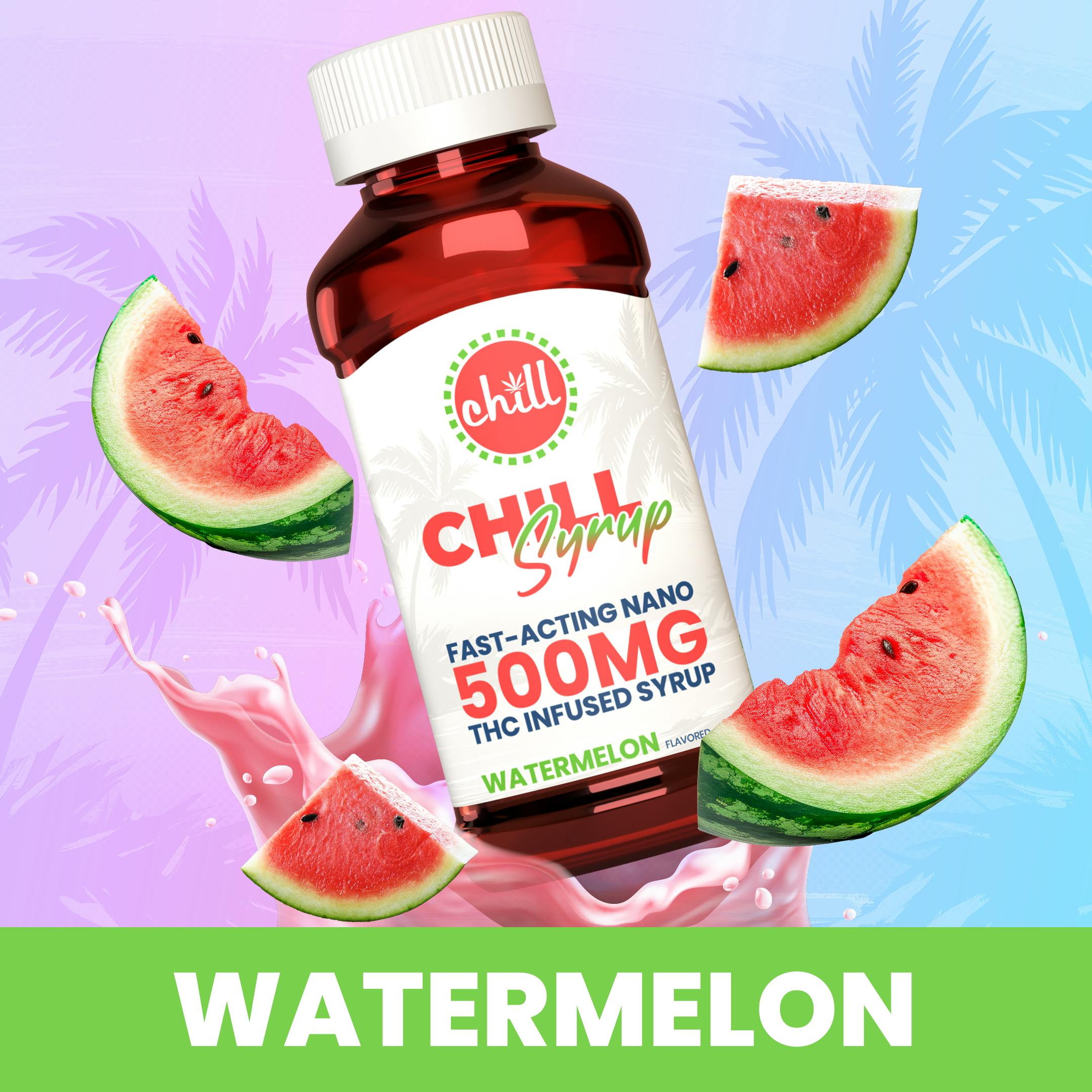 Watermelon | 500mg THC Syrup Tincture | Chill Medicated | REC by Chill Medicated