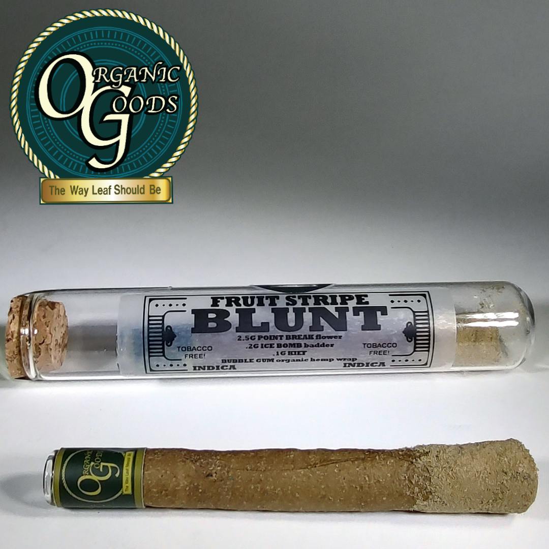 Organic Goods Fruit Stripe TF Blunt Dipped in Badder and Kief 2.8g