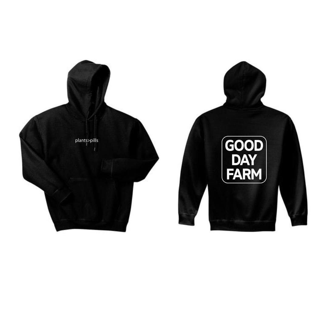 GDF: Apparel | Fleece Hoodie | Plants Over Pills | Black | Large