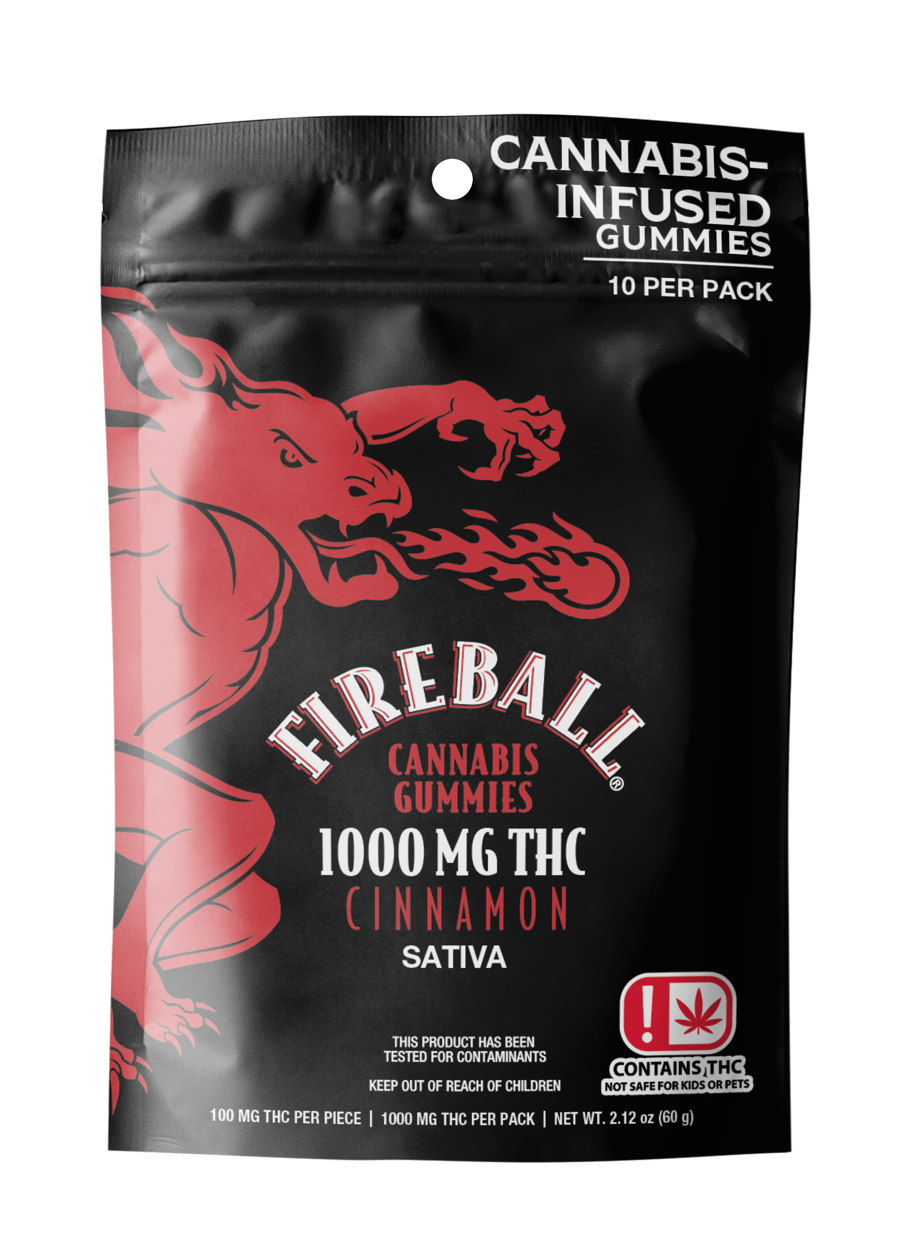 Fireball Cannabis® THC Distillate Gummies | 1000mg | 10ct | 100mg/ea by Smokiez Edibles