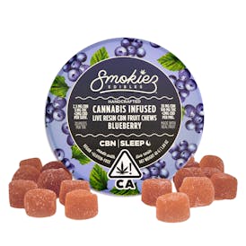 Blueberry 50mg CBN : 100mg Live Resin THC 1:2 Fruit Chews - CA