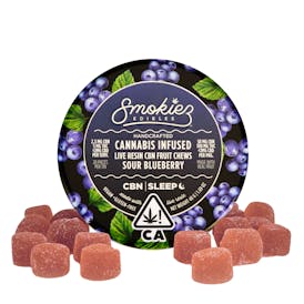 Sour Blueberry 50mg CBN : 100mg Live Resin THC 1:2 Fruit Chews - CA