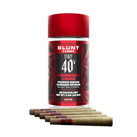 STIIIZY - STRAWBERRY COUGH - .5G 40's Infused Mini Blunt 5 Pack, Infused Pre-Rolls