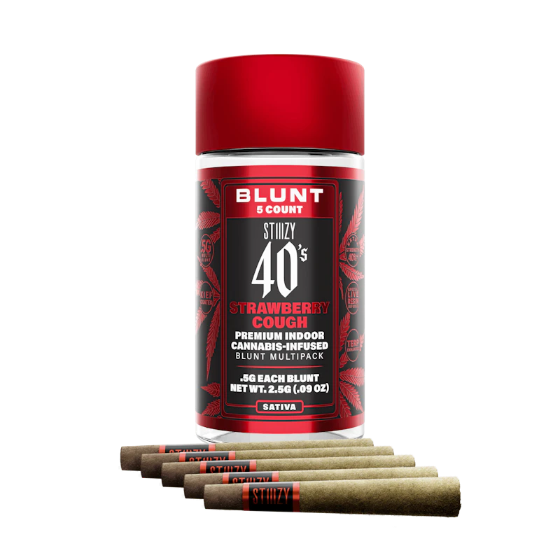 STIIIZY - STRAWBERRY COUGH - .5G 40's Infused Mini Blunt 5 Pack, Infused Pre-Rolls