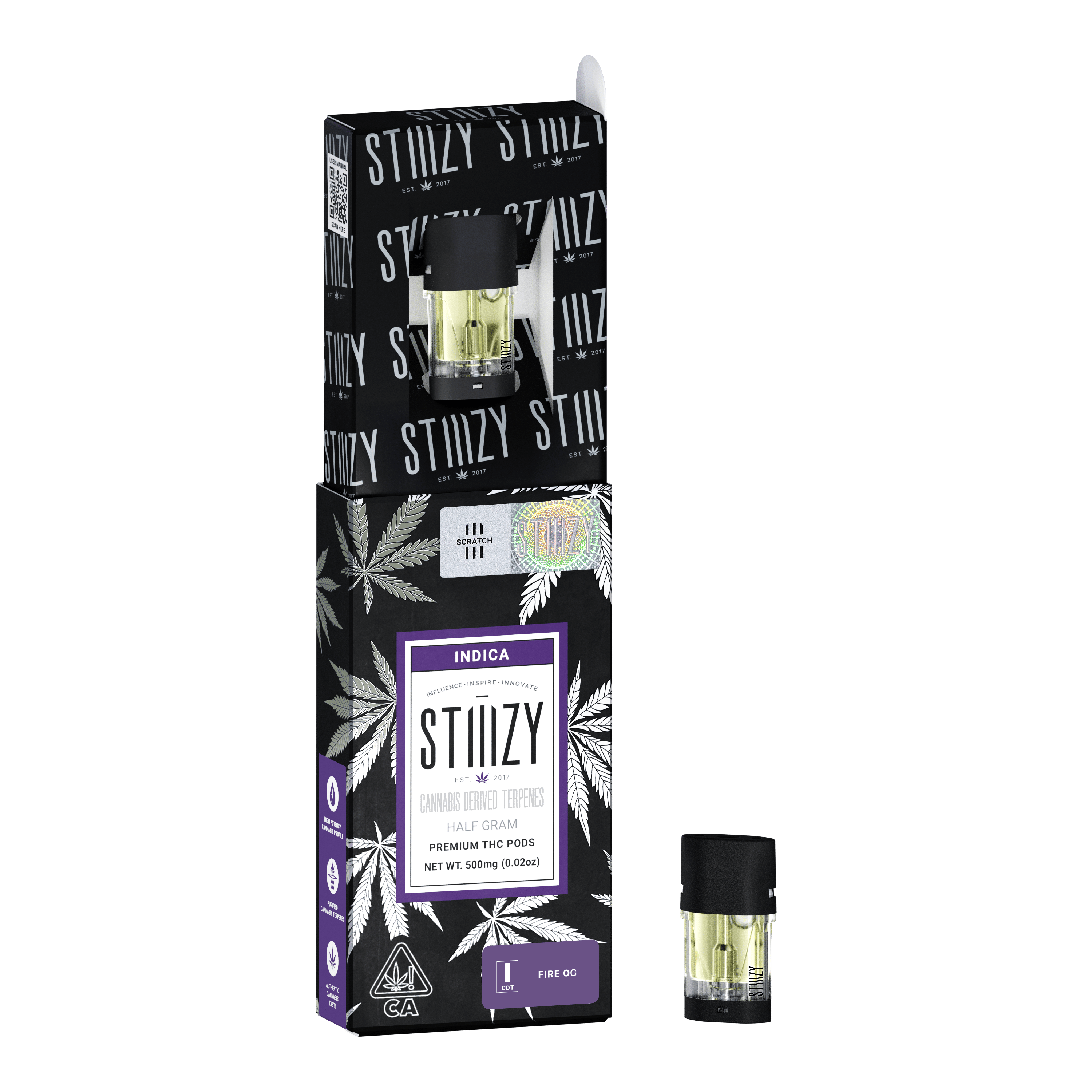 STIIIZY Vape Cartridge - FIRE OG .5G CDT Pod - STIIIZY — Cartridges