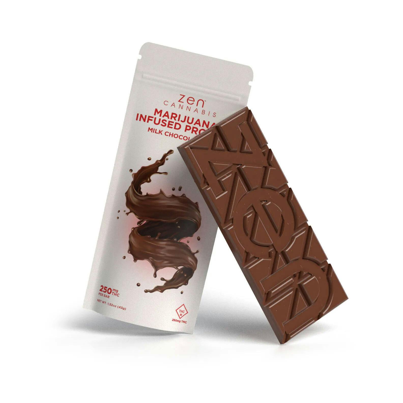Zen Cannabis Milk Chocolate Bar 250mg THC - Bison Infused
