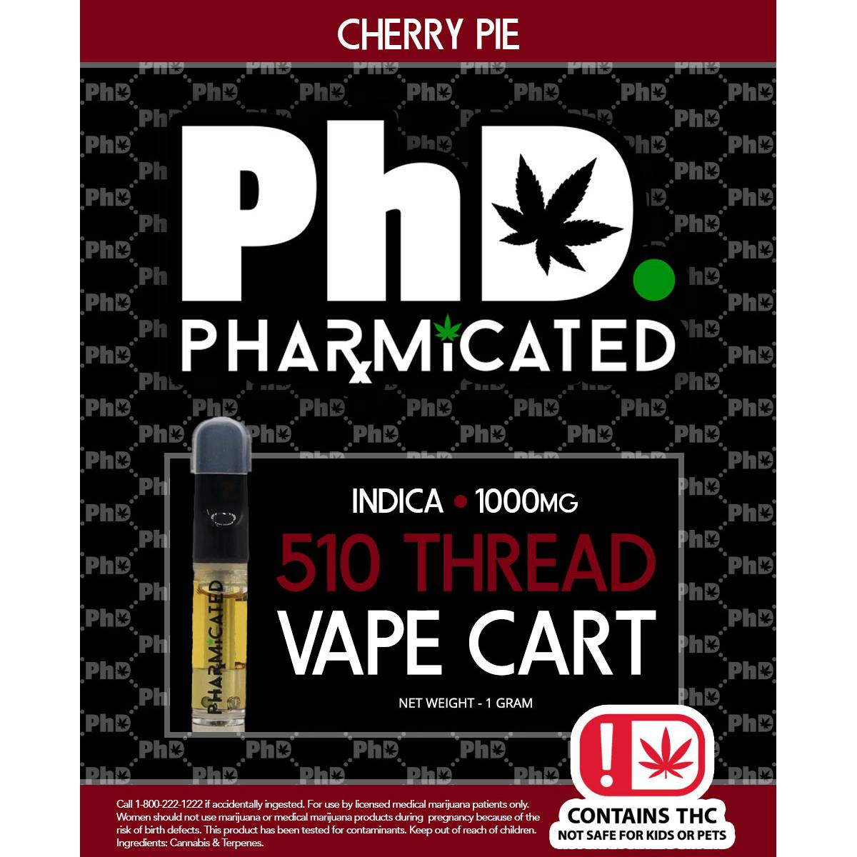 Pharmicated 510 Thread Vape Cart - 1000 mg - Cherry Pie (I)