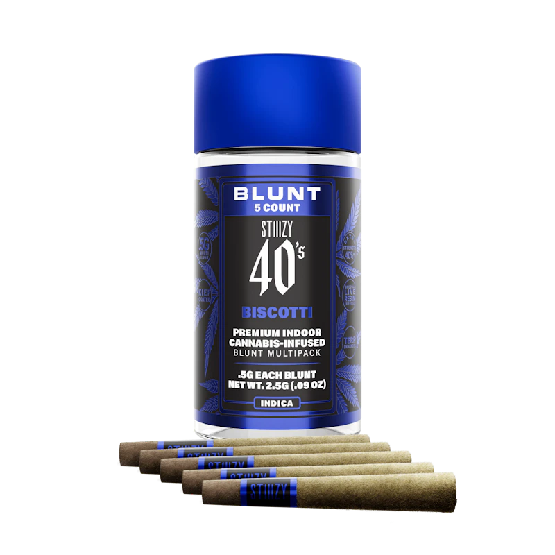 STIIIZY - BISCOTTI - .5G 40's Infused Mini Blunt 5 Pack, Infused Pre-Rolls