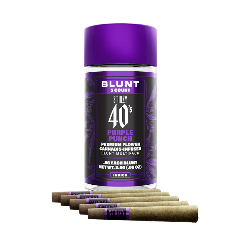 STIIIZY - PURPLE PUNCH - .5G 40's Infused Mini Blunt 5 Pack, Infused Pre-Rolls
