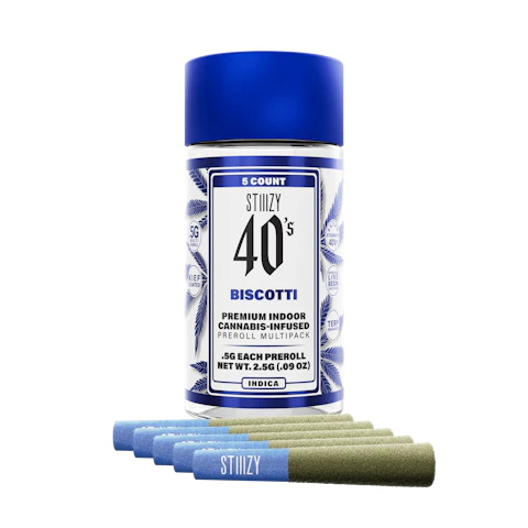 STIIIZY - BISCOTTI - .5G 40's Infused Preroll Pack, Infused Pre-Rolls