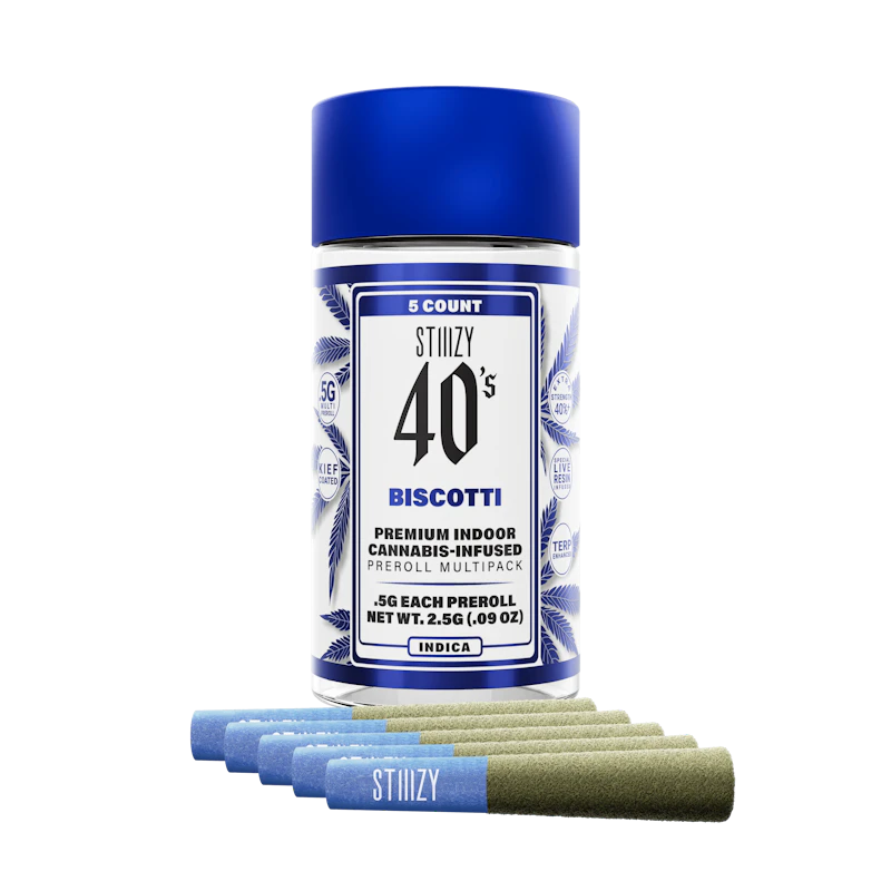 STIIIZY - BISCOTTI - .5G 40's Infused Preroll Pack, Infused Pre-Rolls