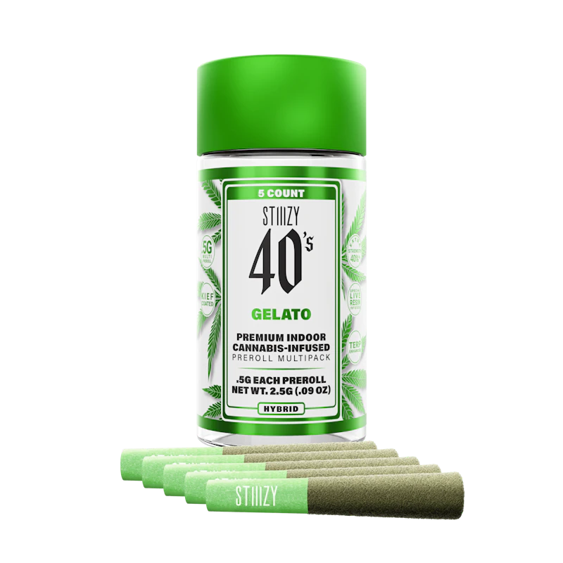STIIIZY - GELATO - .5G 40's Infused Preroll 5 Pack, Infused Pre-Rolls