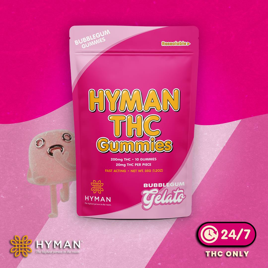 BubbleGum Gelato | ALL DAY • Fast Acting 200mg Gummies | HYMAN | REC