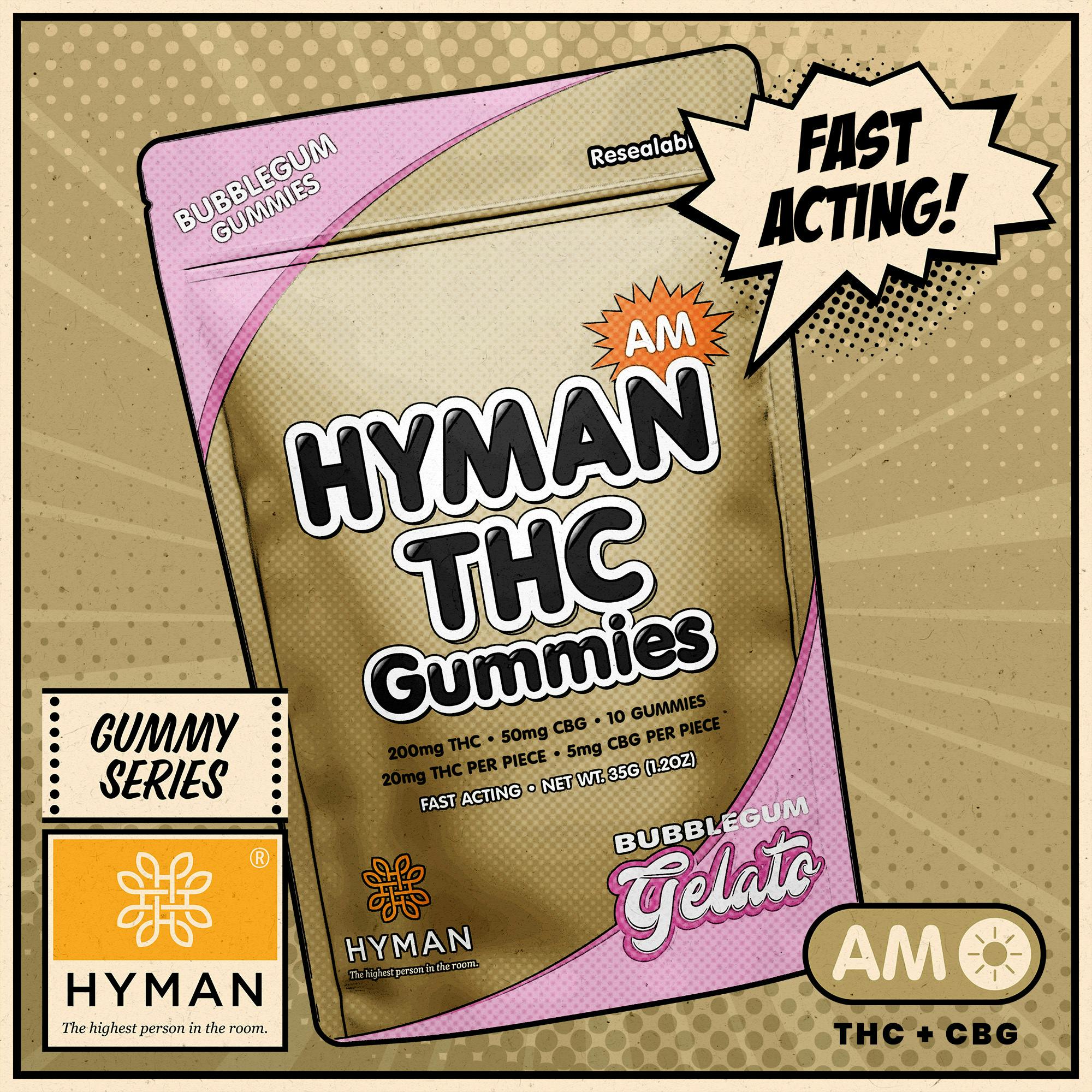 Bubblegum Gelato | AM • Fast Acting 200mg Gummies | HYMAN | REC