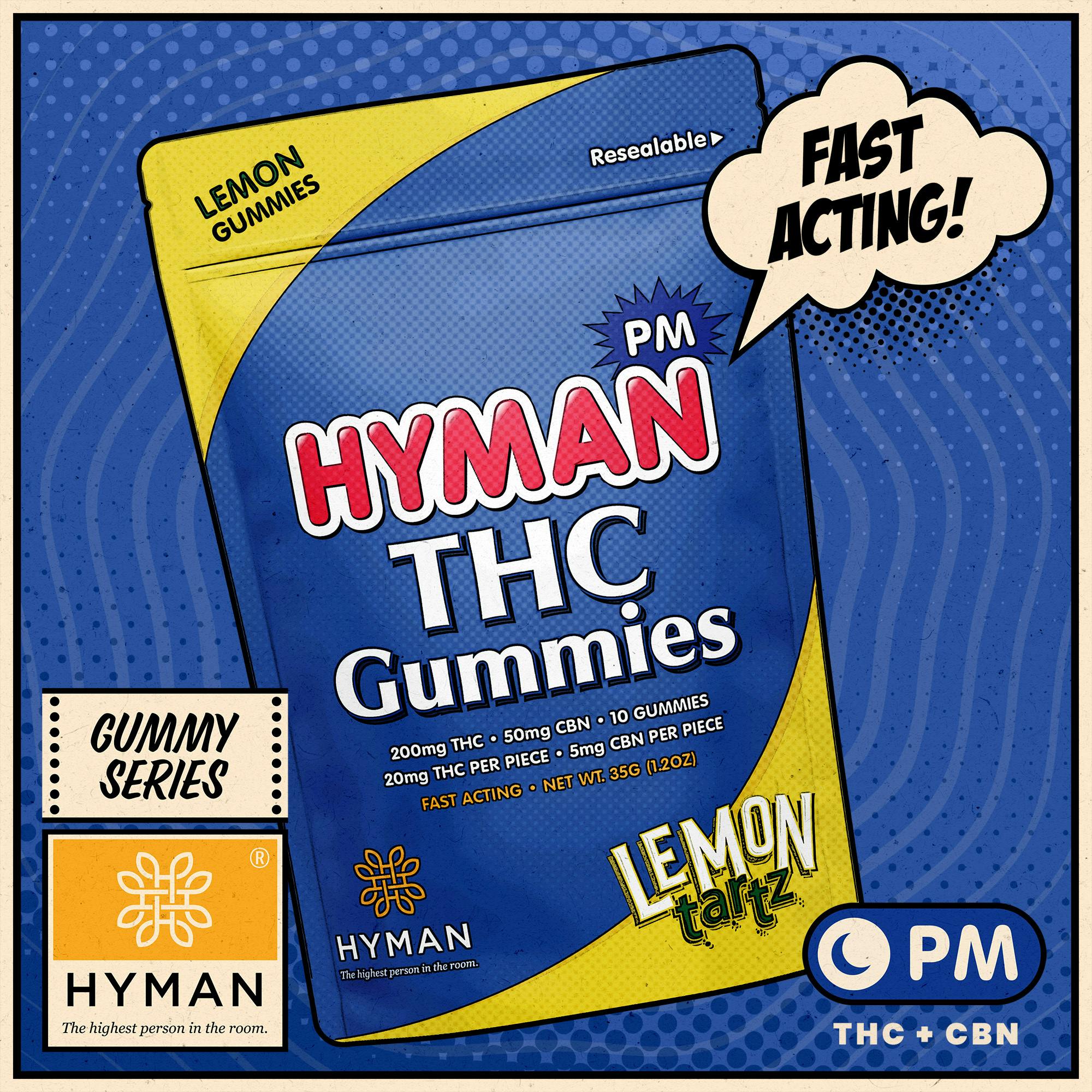 Lemon Tartz | PM • Fast Acting 200mg Gummies | HYMAN | REC