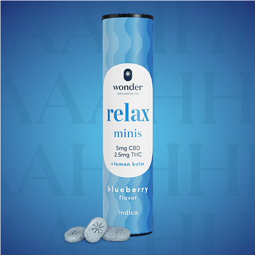 Relax Minis | Blueberry 2:1 CBD:THC Mints | 100mg | 40ct | 2.5mg/ea