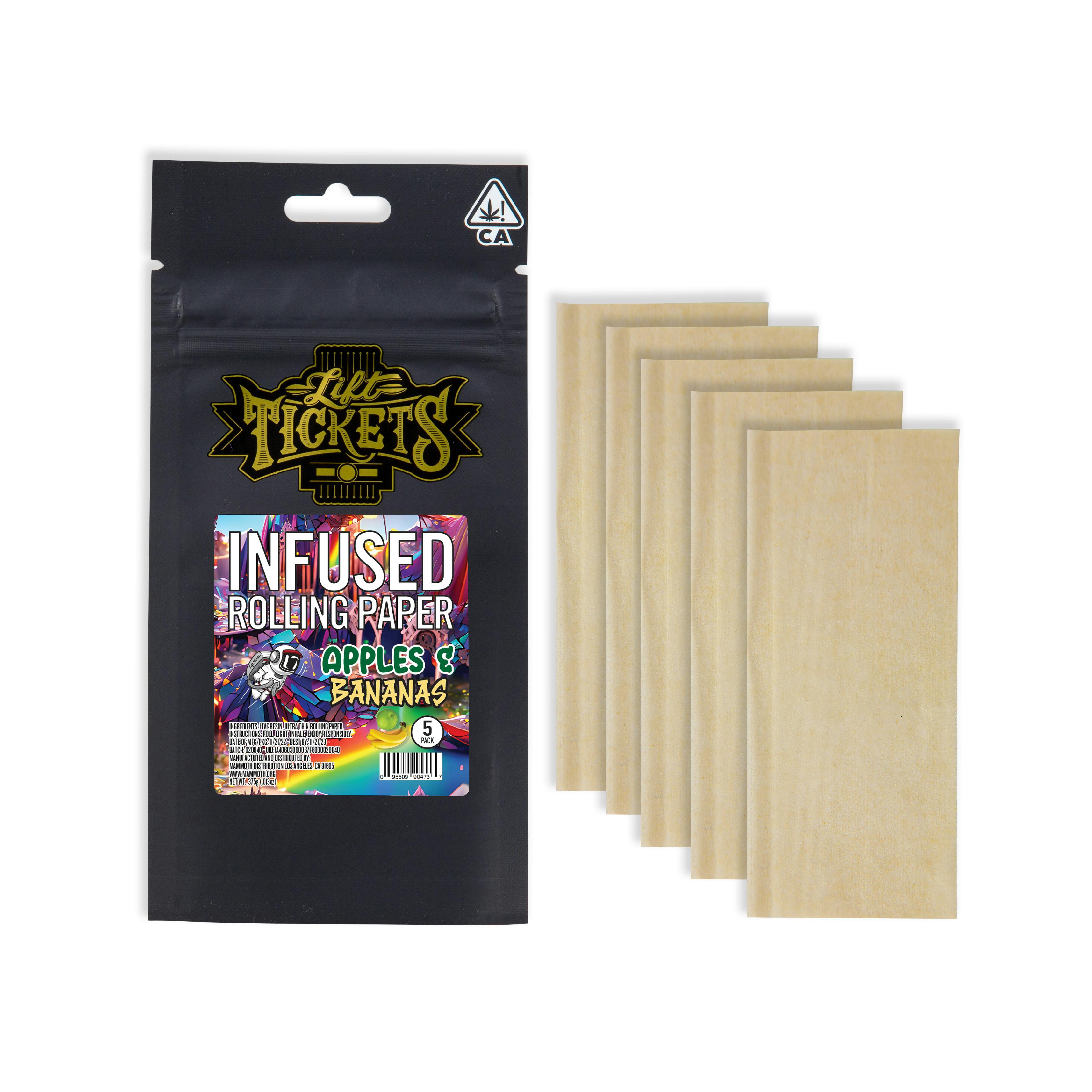 Apples & Bananas Live Resin Infused Rolling Paper 5 pack Lift Tickets