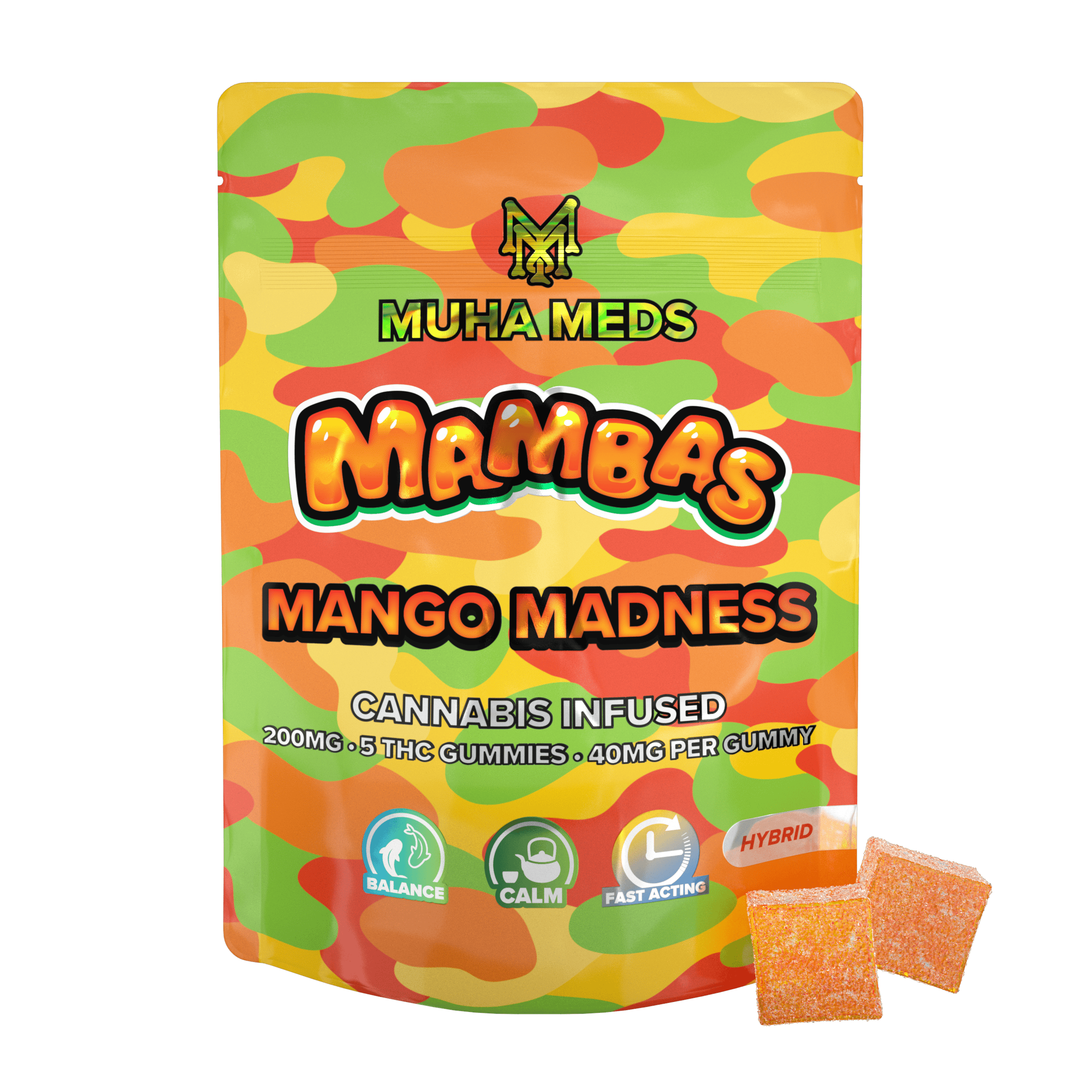 Muha Meds | Mango Madness Gummies | 200mg | 5ct | 40mg/ea