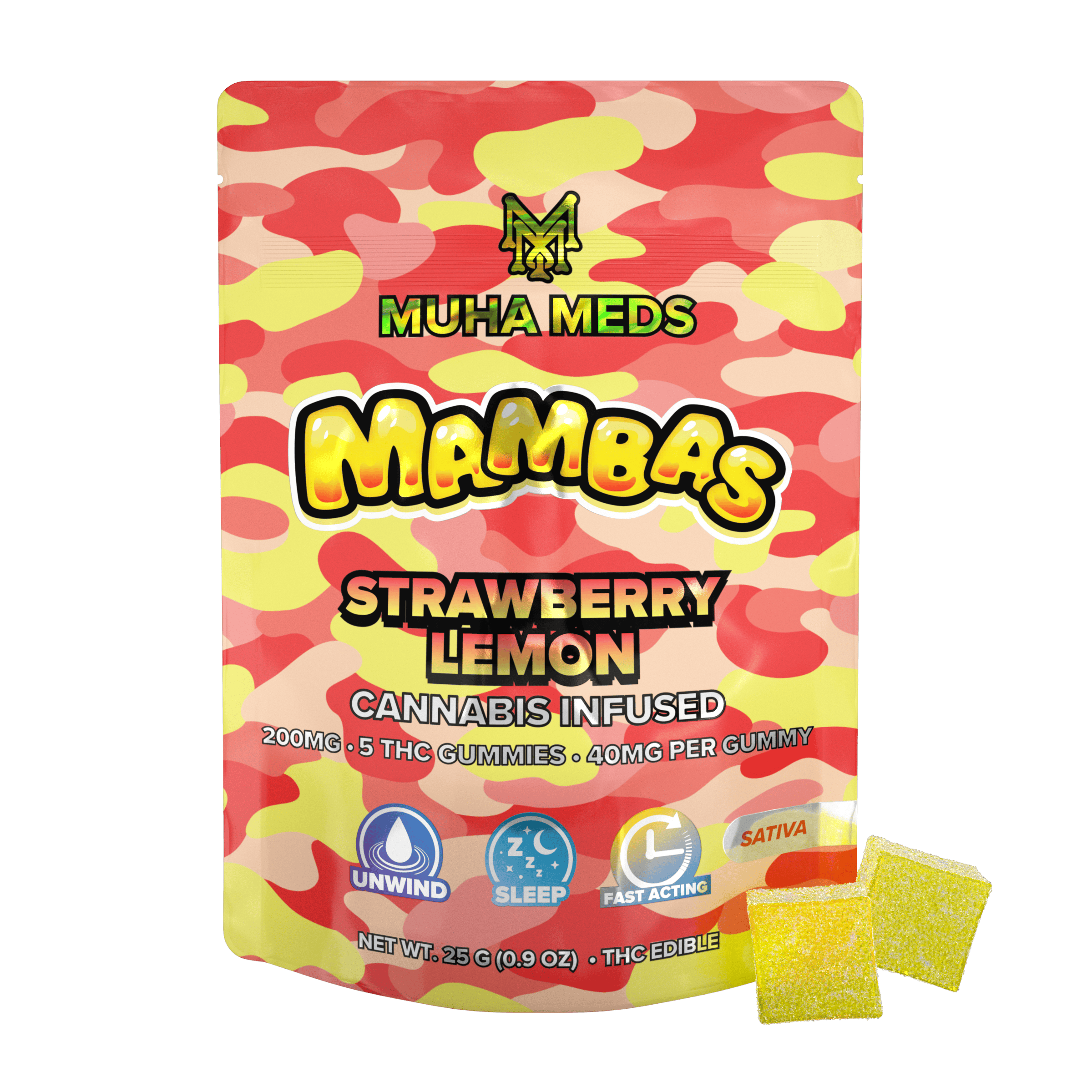 Muha Meds | Strawberry Lemon Gummies | 200mg | 5ct | 40mg/ea