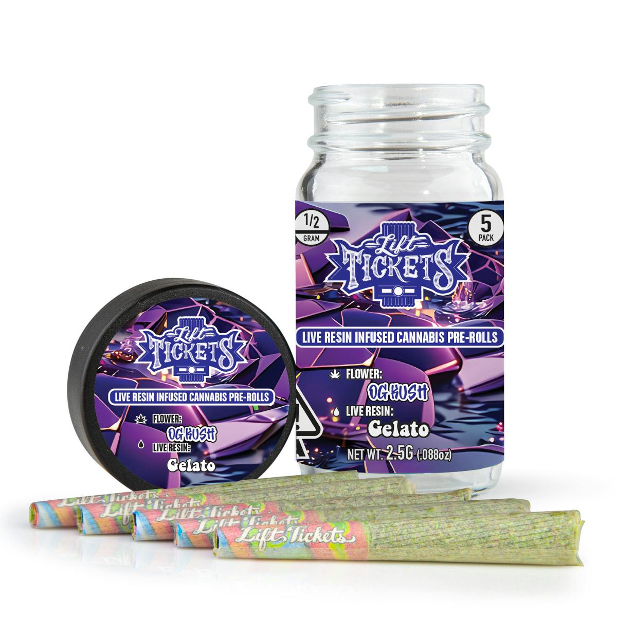 OG Kush x Gelato Infused PreRoll 5Pack Lift Tickets