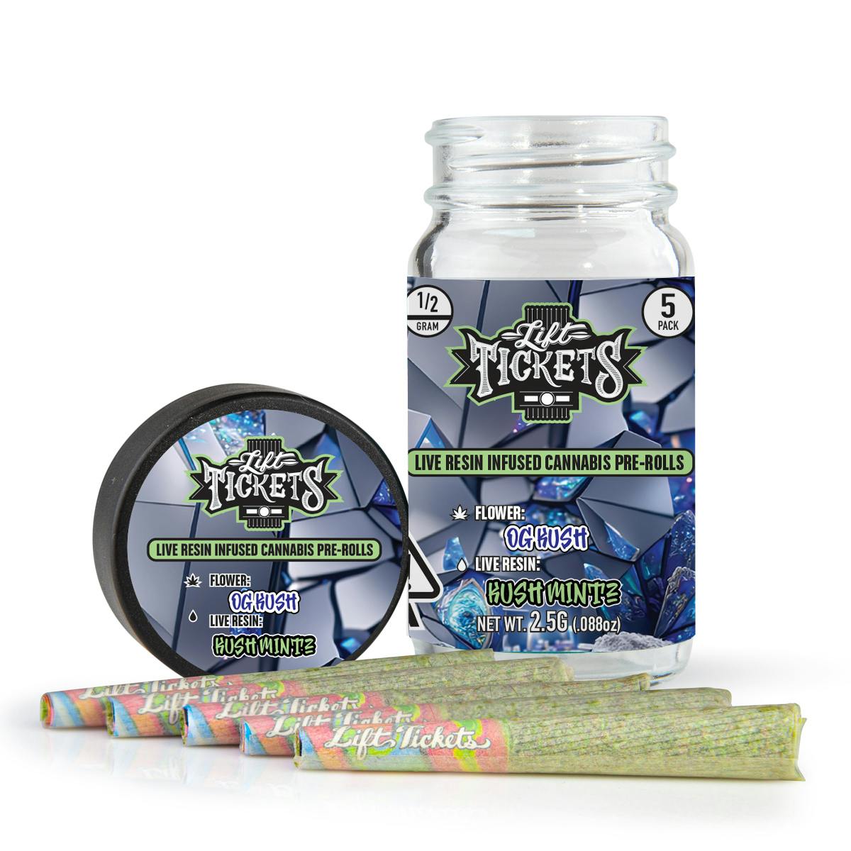 OG Kush x Kush Mintz - Infused Pre-Roll 5-Pack - Lift Tickets