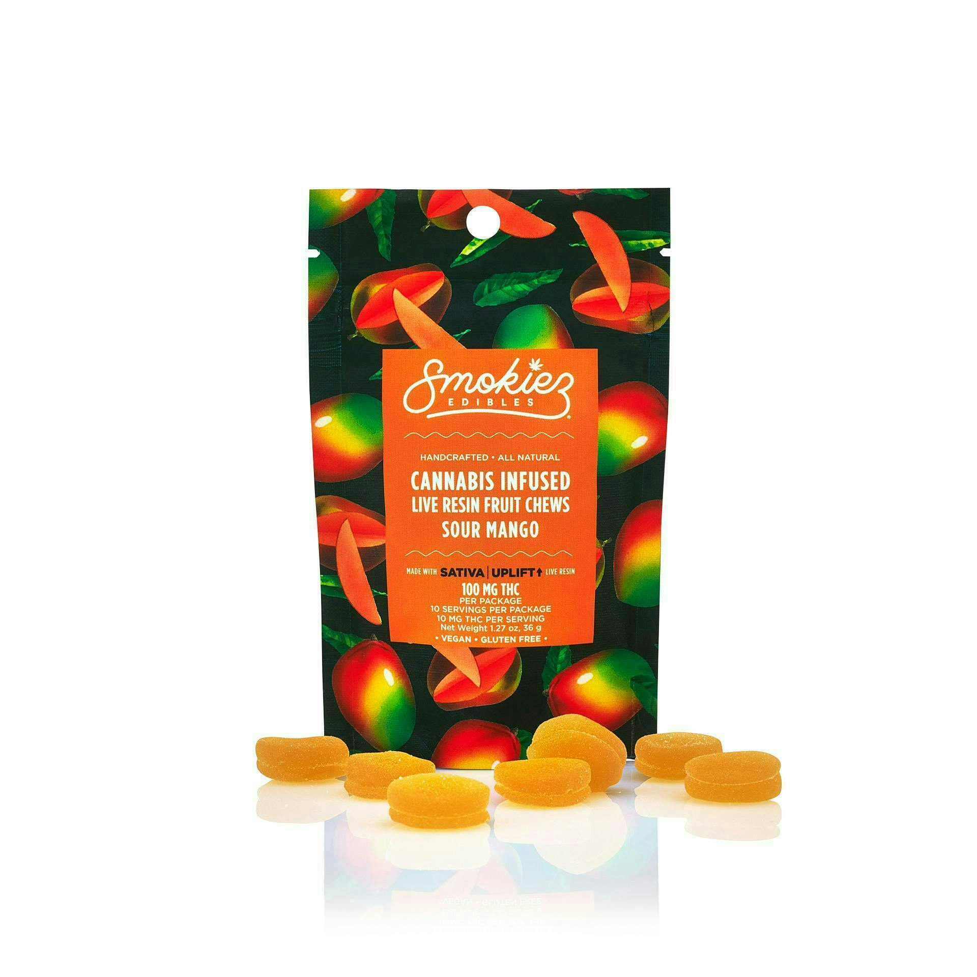 Sour Mango Live Resin Gummies | 100mg | 10ct | 10mg/ea