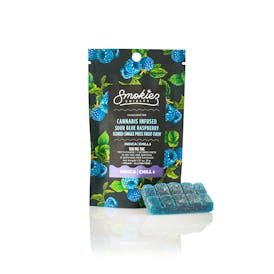 Indica Sour Blue Raspberry 100mg THC Fruit Chews - Scored Single Piece - AZ