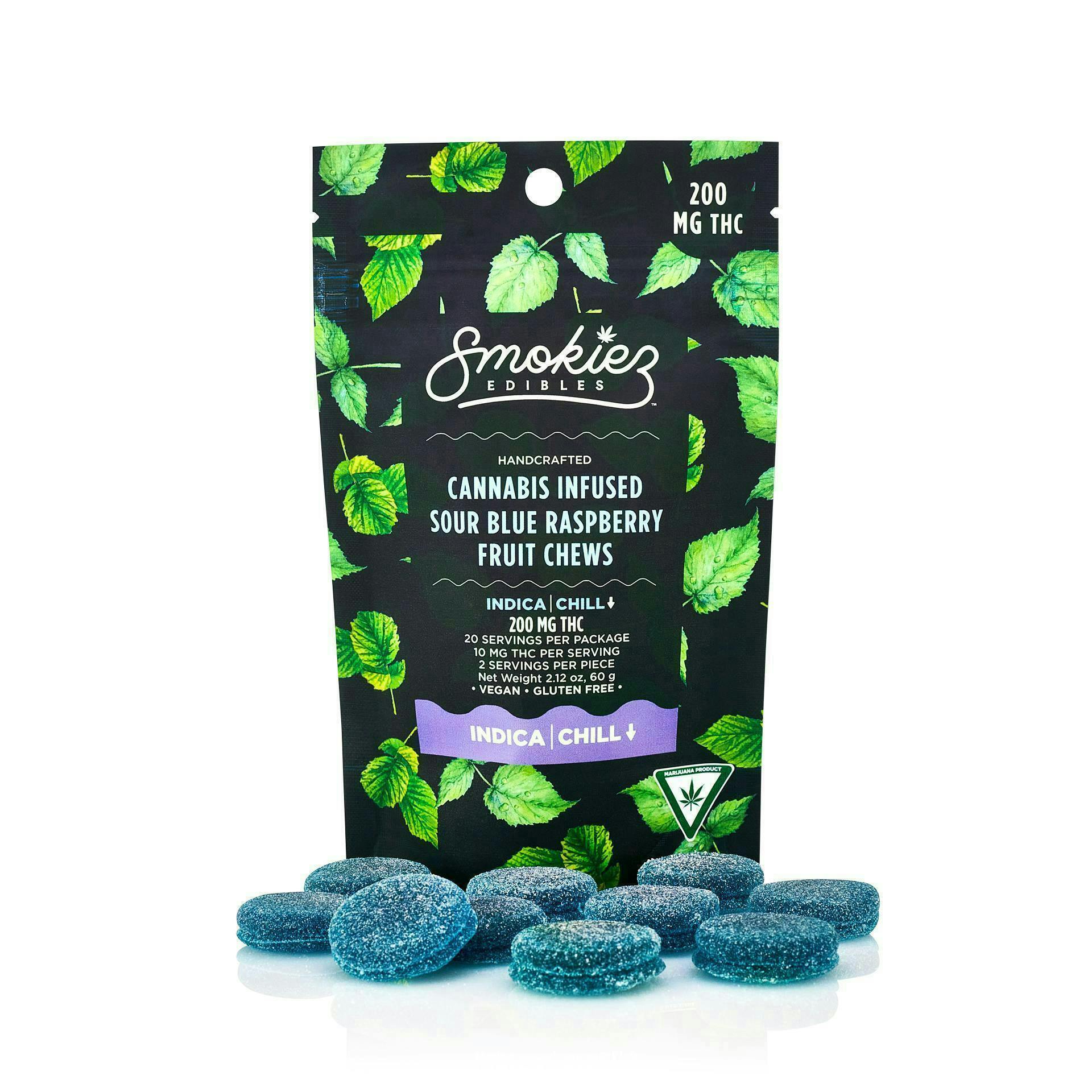 Sour Blue Raspberry Gummies | 200mg | 20ct | 10mg/ea by Smokiez Edibles