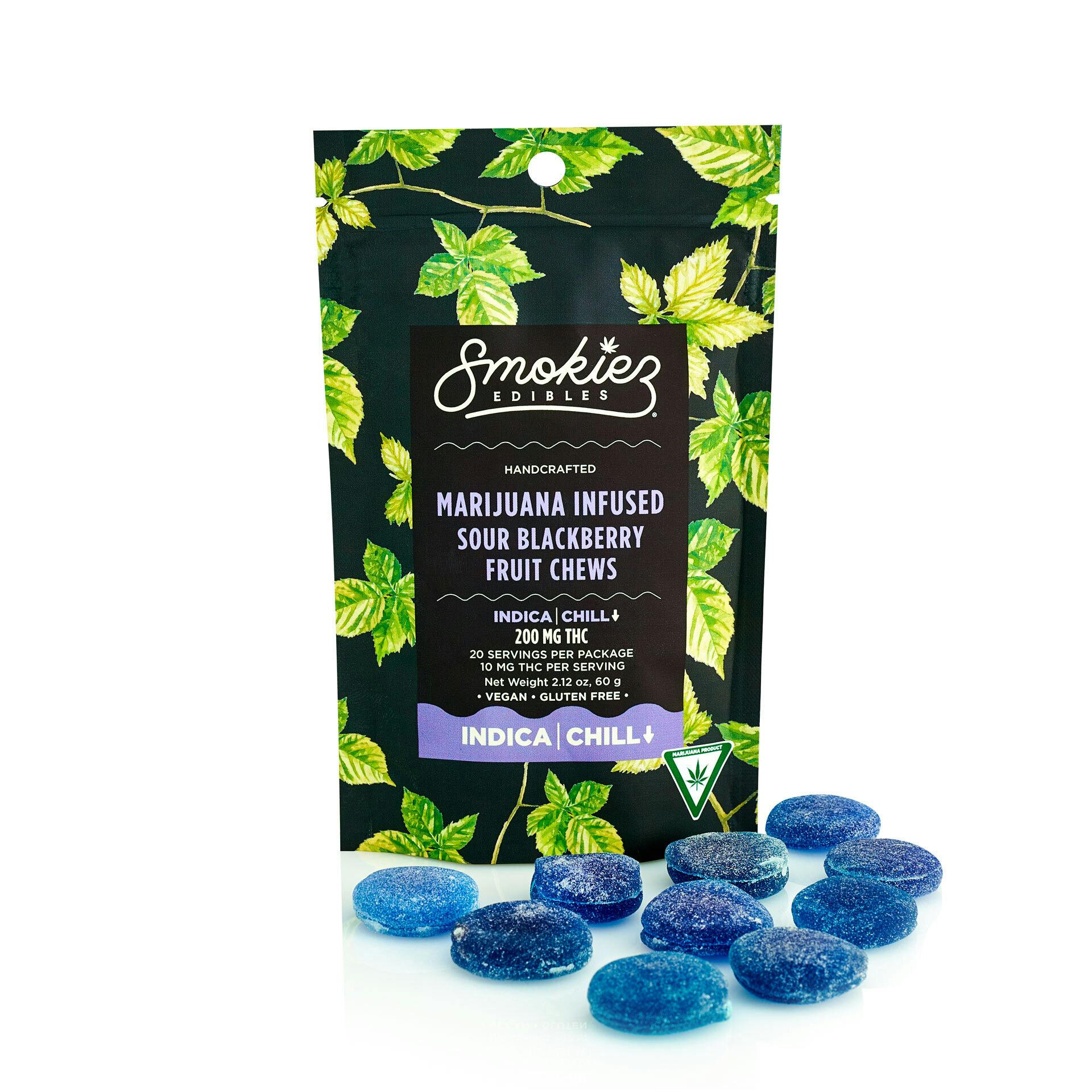 Smokiez Edibles Sour Blackberry Indica Chill 200mg THC Fruit Chews