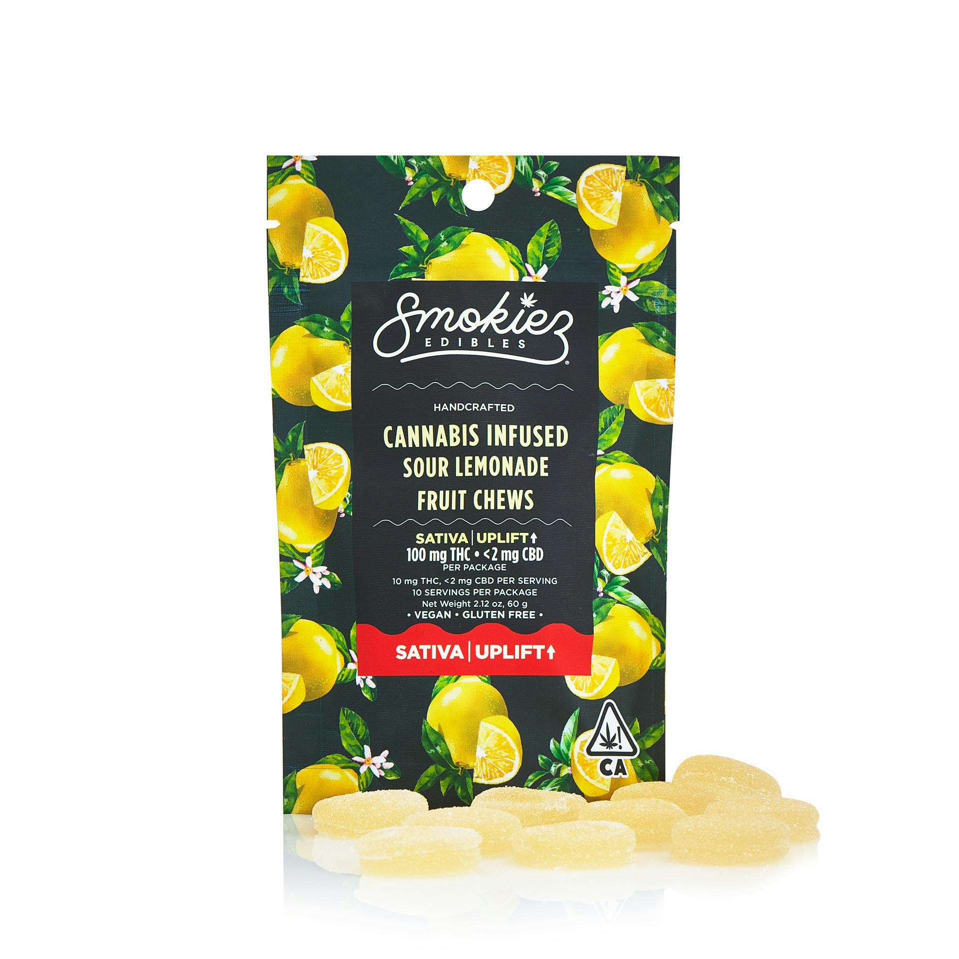 Smokiez Sour Lemonade SATIVA 100mg THC Fruit Chews CA Smokiez Edibles