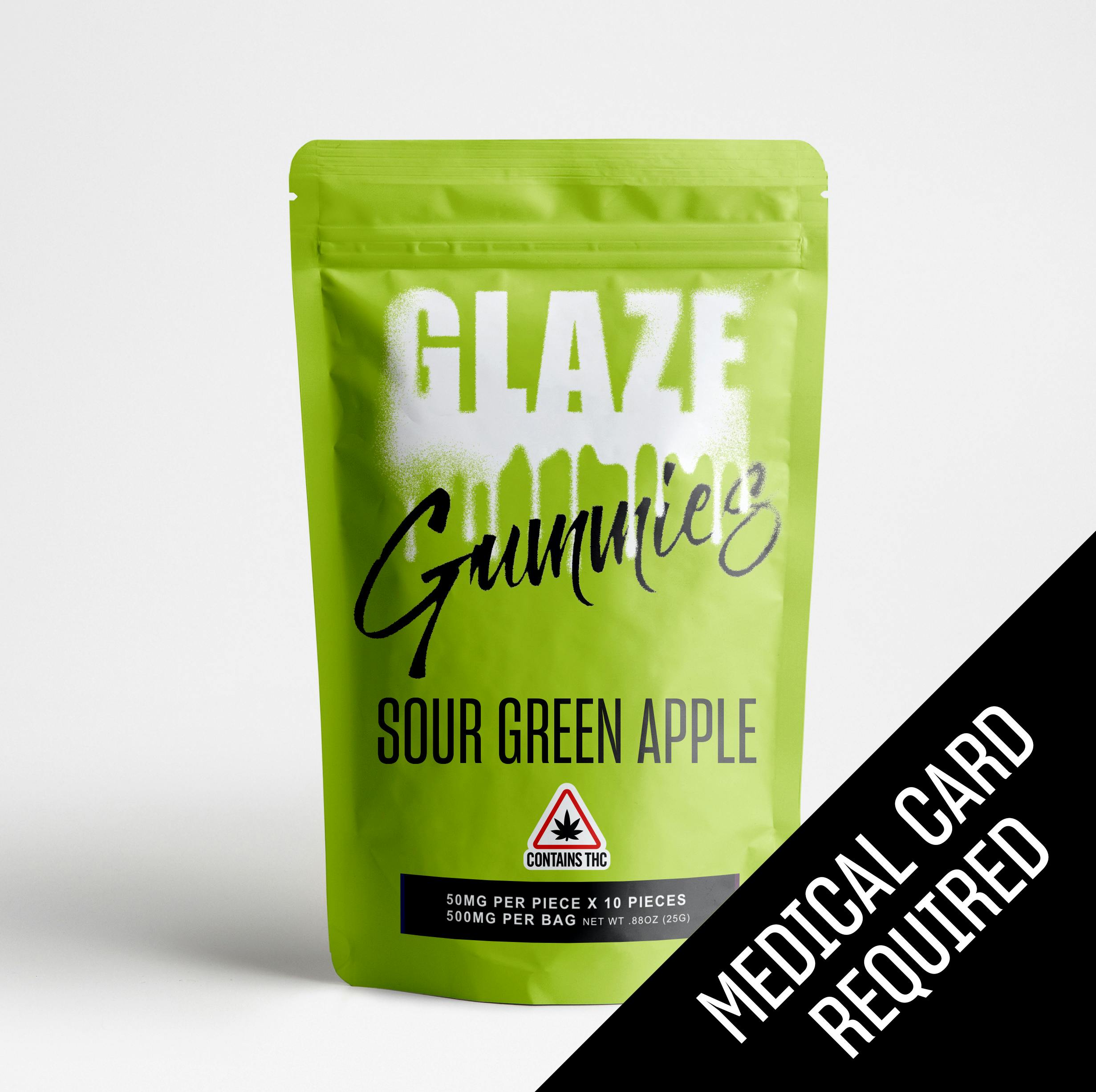 Glaze | Sour Green Apple Gummies | 500mg (MED) by Glaze