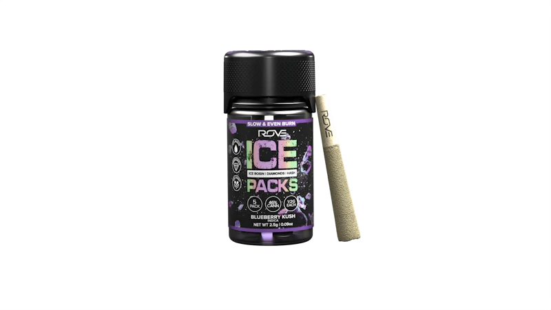 Rove Blueberry Kush · Infused Ice Packs (Rosin, Hash, and Diamonds) · 5x 0.5g, Infused Pre-Rolls