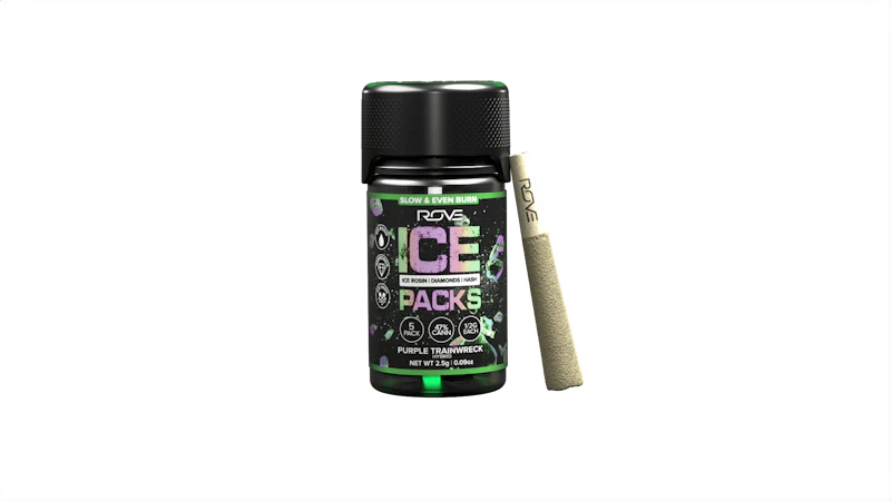 Rove Purple Trainwreck · Infused Ice Packs (Rosin, Hash, and Diamonds) · 5x 0.5g, Infused Pre-Rolls